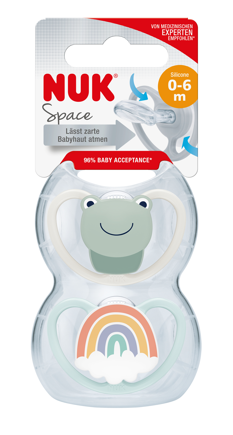 CHUPETE SILICONA NUK SPACE 0 – 6 MESES 2 UNIDADES RANA