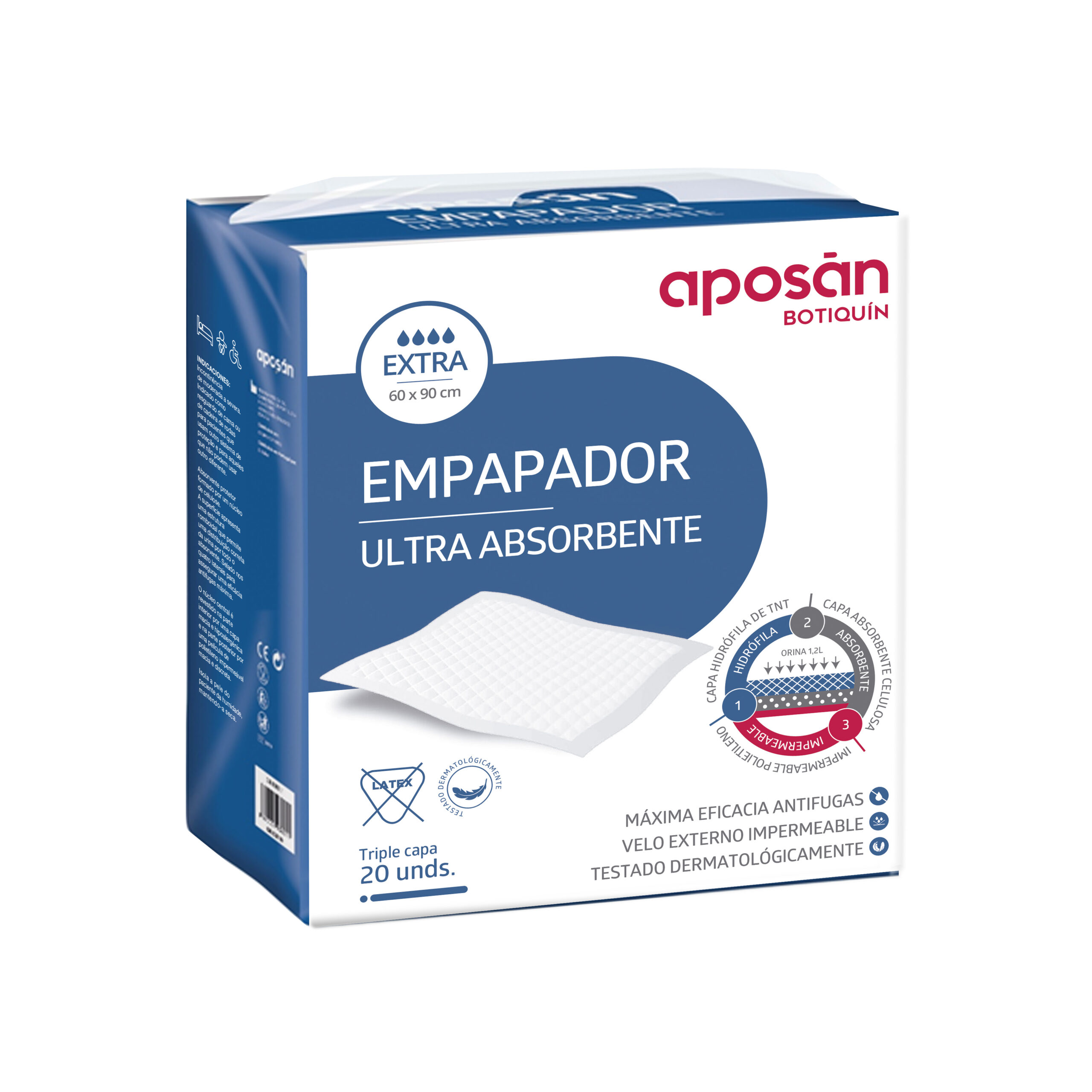 EMPAPADOR ULTRA ABSORBENTE APOSAN 20 UNIDADES 90 CM X 60 CM