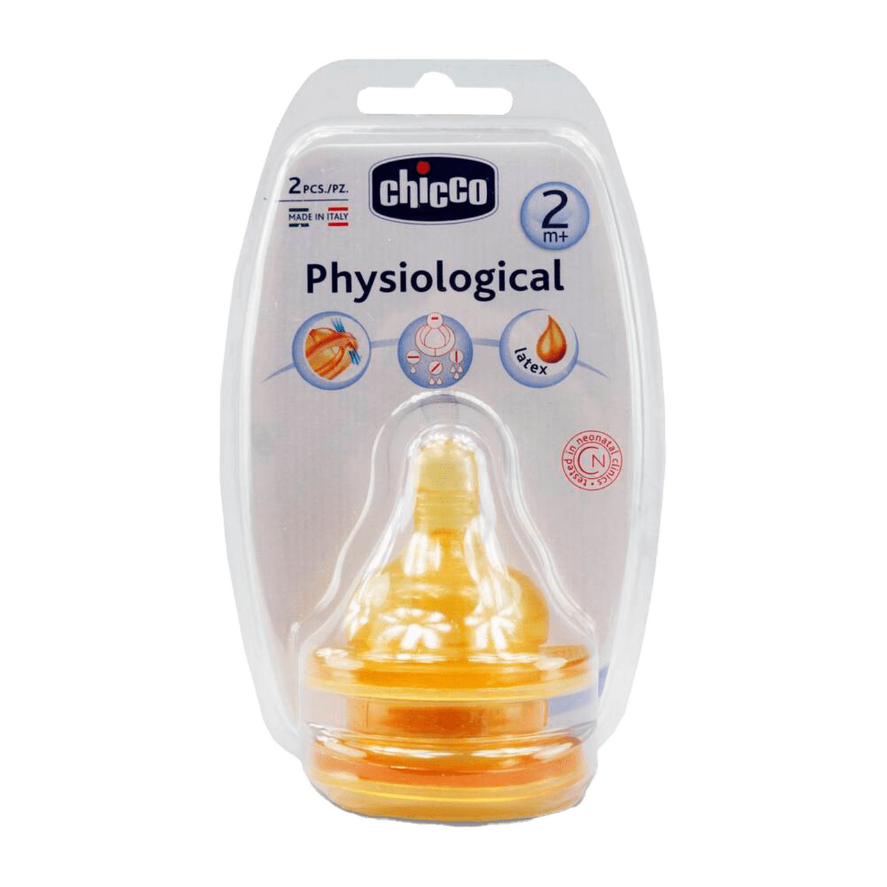 TETINA CAUCHO BOCA ANCHA FLUJO REGULABLE CHICCO FISIOLOGICO + 4 MESES 2 UNIDADES