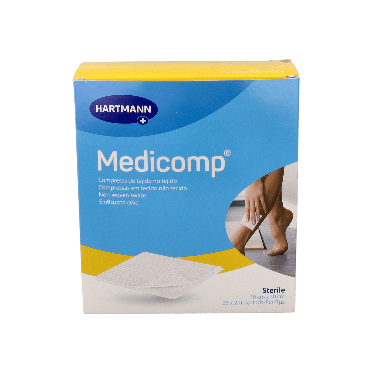 COMPRESAS DE TEJIDO NO TEJIDO ESTERILES MEDICOMP 50 UNIDADES 10 X 10 CM