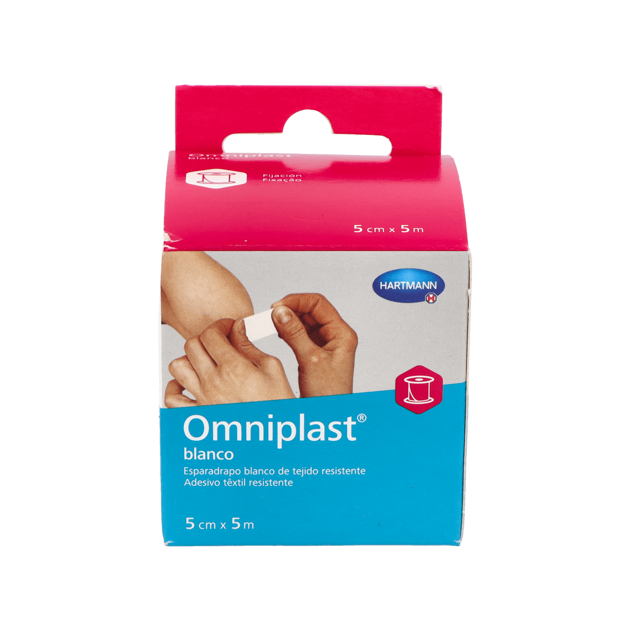 ESPARADRAPO HIPOALERGICO OMNIPLAST TEJIDO RESISTENTE 1 UNIDAD 5 M X 5 CM COLOR BLANCO