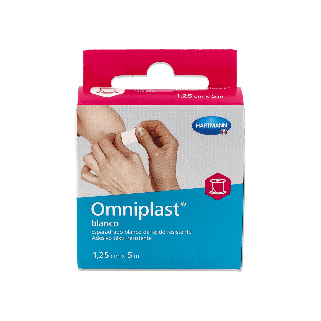 ESPARADRAPO HIPOALERGICO OMNIPLAST TEJIDO RESISTENTE 1 UNIDAD 5 M X 1,25 CM COLOR BLANCO