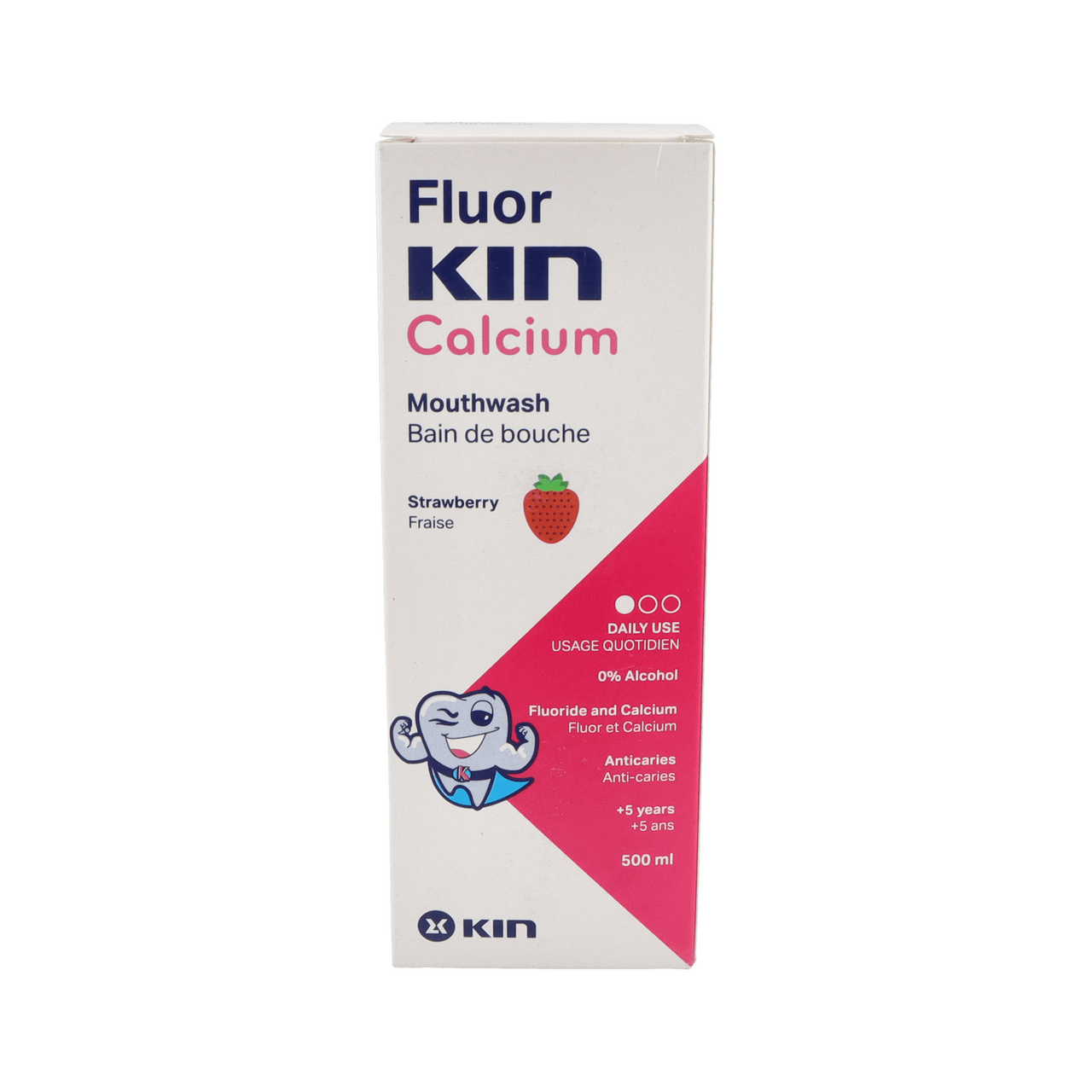 FLUOR KIN CALCIO ENJUAGUE BUCAL 1 FRASCO 500 ML SABOR FRESA