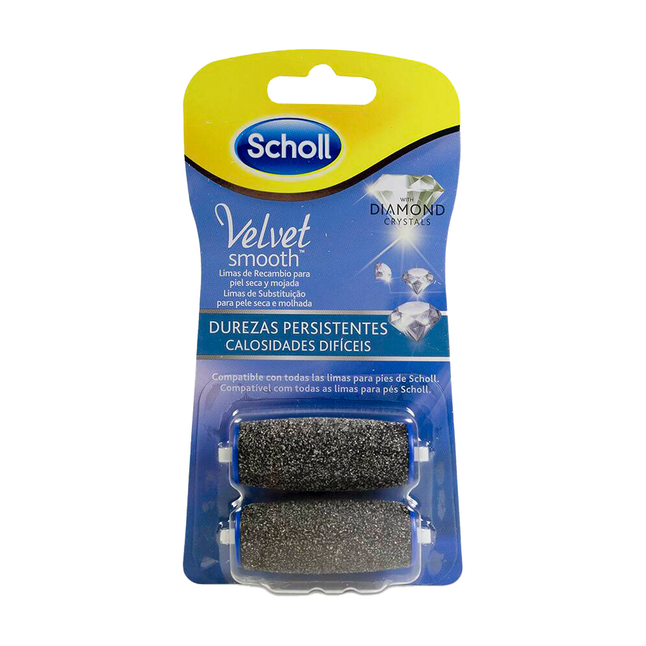 SCHOLL VELVET SMOOTH LIMA ELECTRONICA DIAMOND CRYSTALS RECAMBIO DUREZAS PERSISTENTES 2 UNIDADES RECA