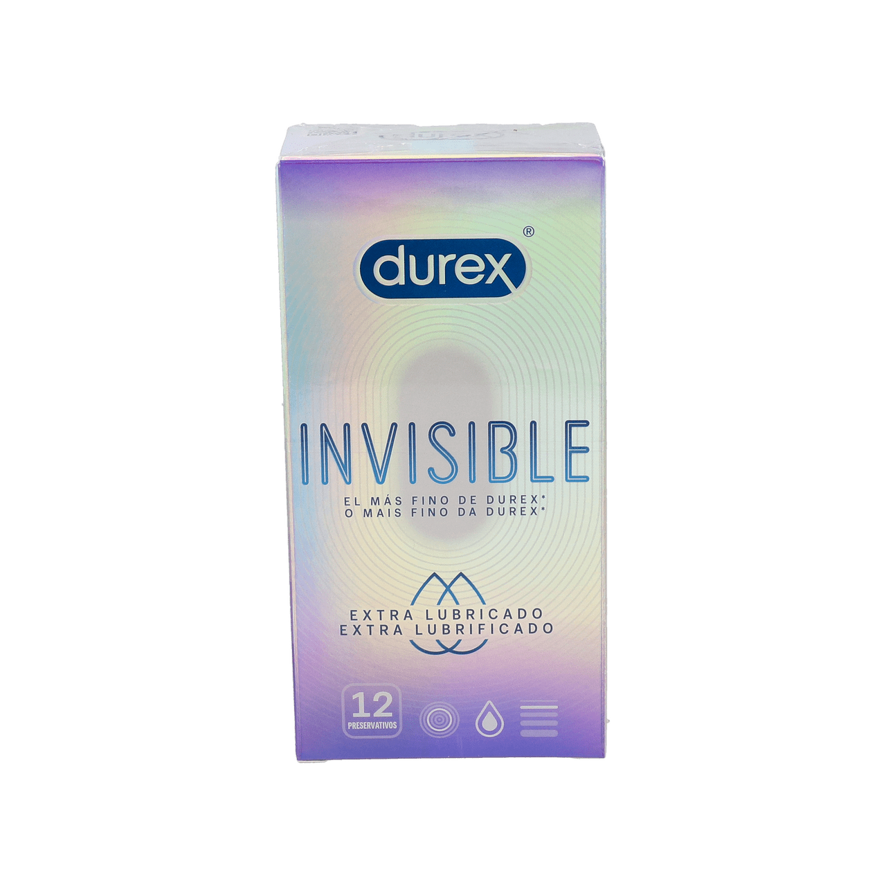 DUREX INVISIBLE EXTRA FINO EXTRA LUBRICADO PRESERVATIVOS 12 UNIDADES