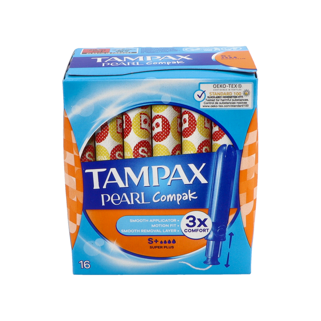 TAMPAX COMPAK PEARL TAMPON 100%ALGODON 16 UNIDADES SUPER PLUS