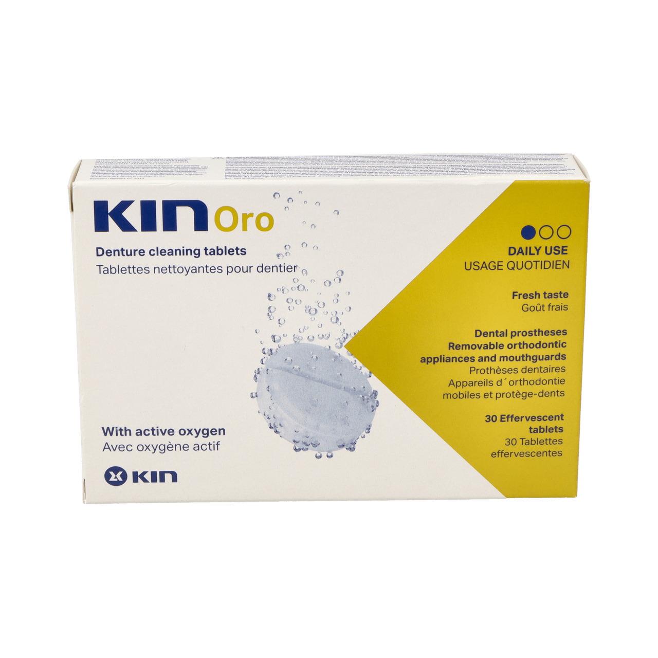 KIN ORO TABLETAS LIMPIADORAS LIMPIEZA PROTESIS DENTAL 30 TABLETAS