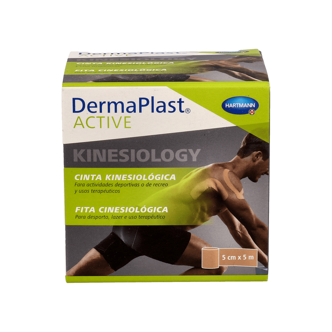 CINTA KINESIOLOGICA DERMAPLAST ACTIVE 1 UNIDAD 5 M X 5 CM COLOR BEIGE