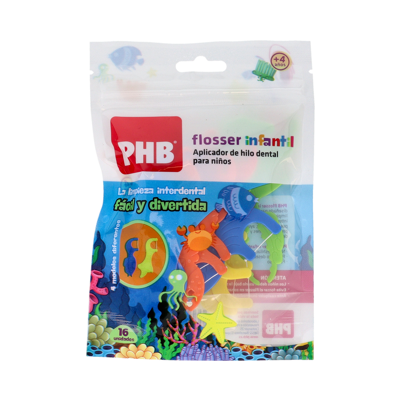PHB FLOSSER INFANTIL HILO DENTAL CON APLICADOR 16 UNIDADES