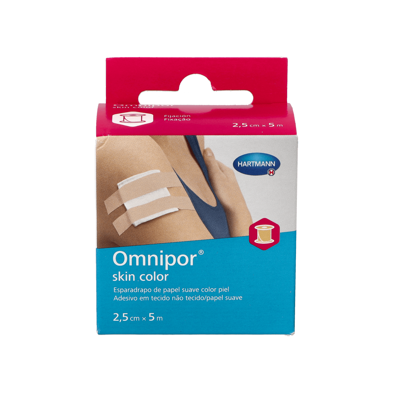 ESPARADRAPO HIPOALERGICO OMNIPOR SKIN COLOR 1 UNIDAD 5 M X 2,5 CM