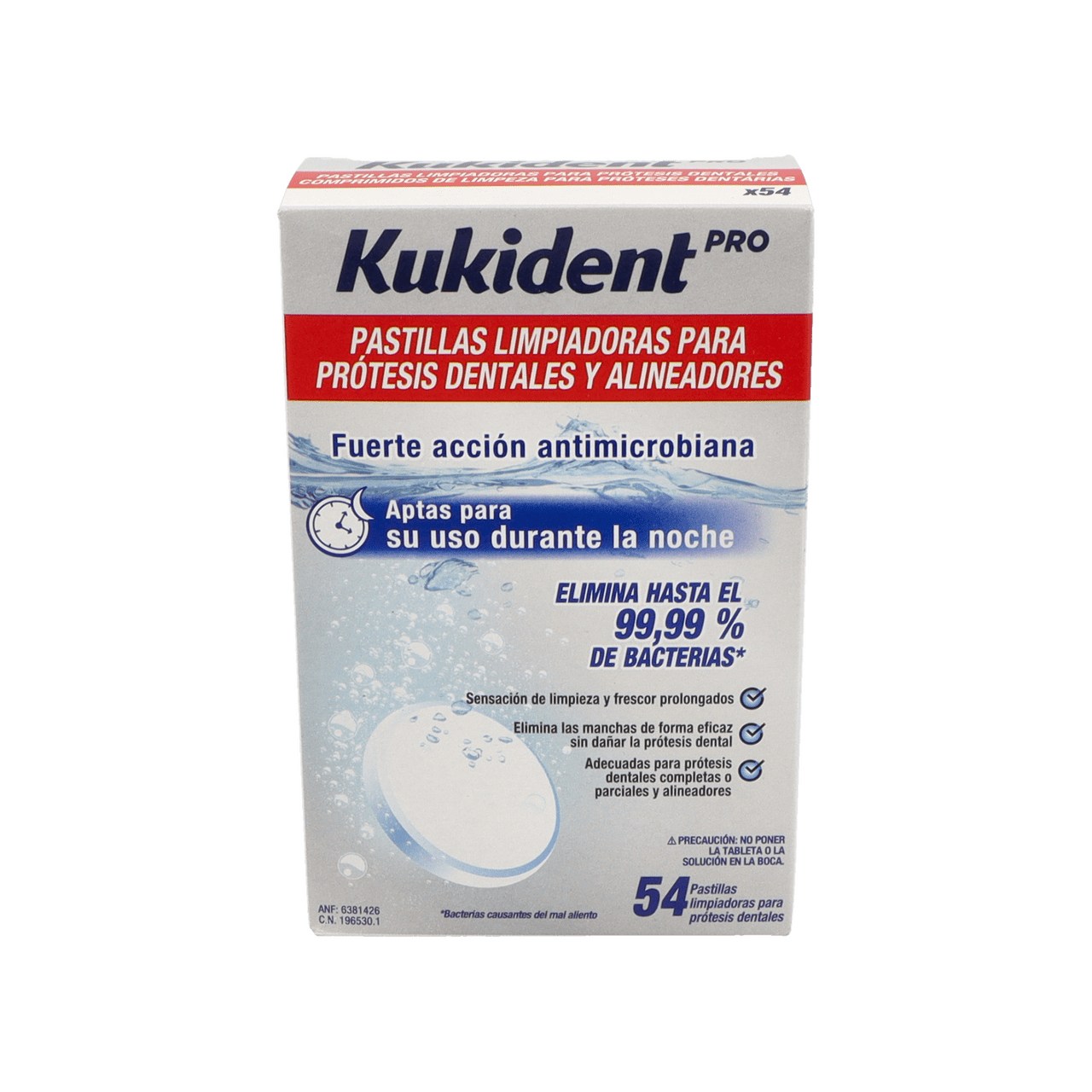 KUKIDENT PASTILLAS LIMPIADORAS PARA PROTESIS TOTALES Y PARCIALES 54 PASTILLAS