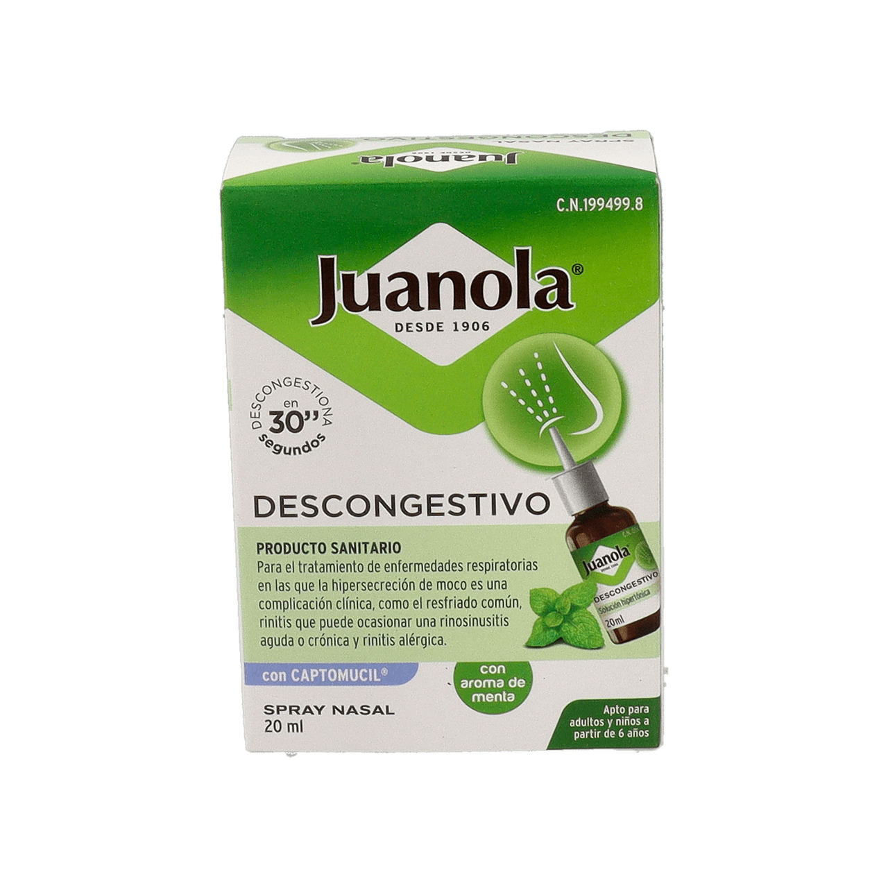 JUANOLA DESCONGESTIVO SPRAY NASAL 1 ENVASE 20 ML AROMA MENTA