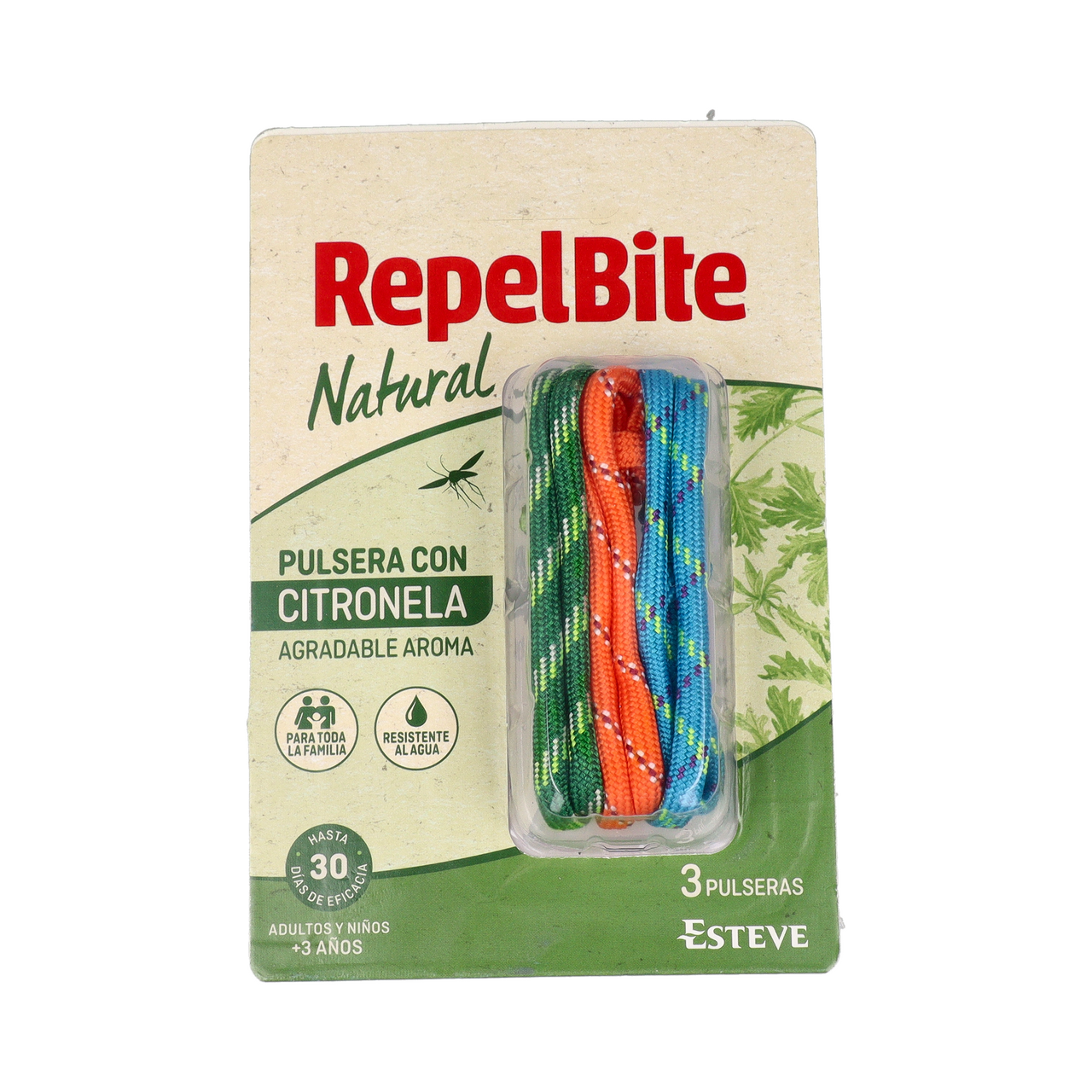 REPEL BITE NATURAL PULSERA DE CUERDA CON CITRONELA 3 UNIDADES
