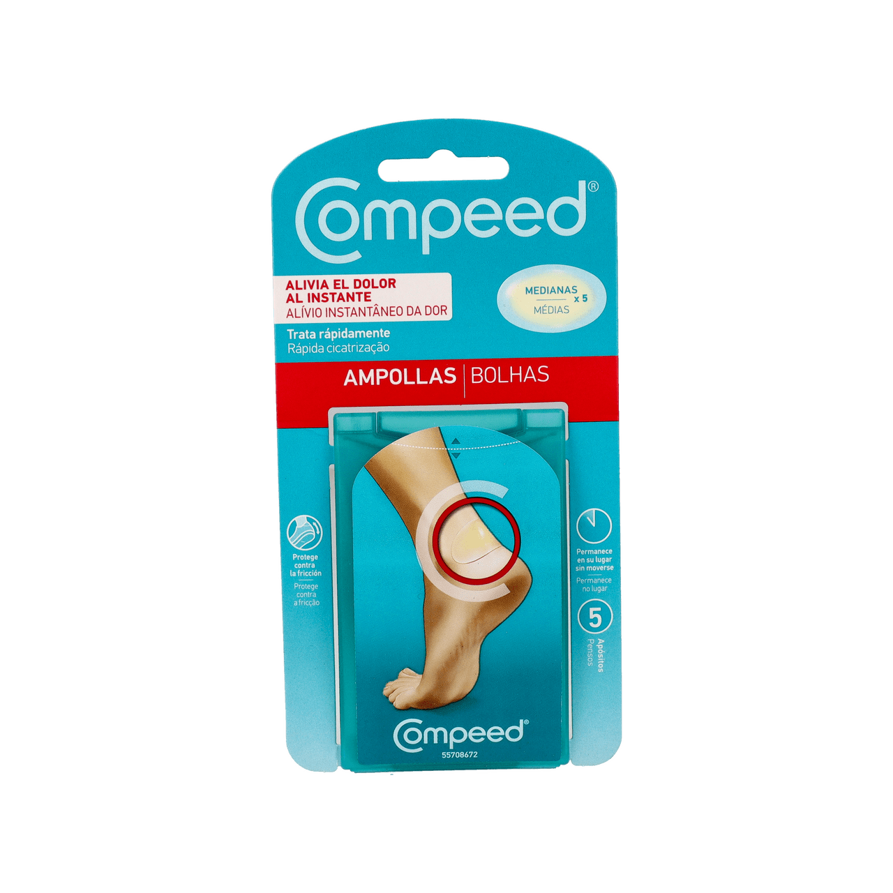 COMPEED AMPOLLAS HIDROCOLOIDE TALLA MEDIANA 5 UNIDADES