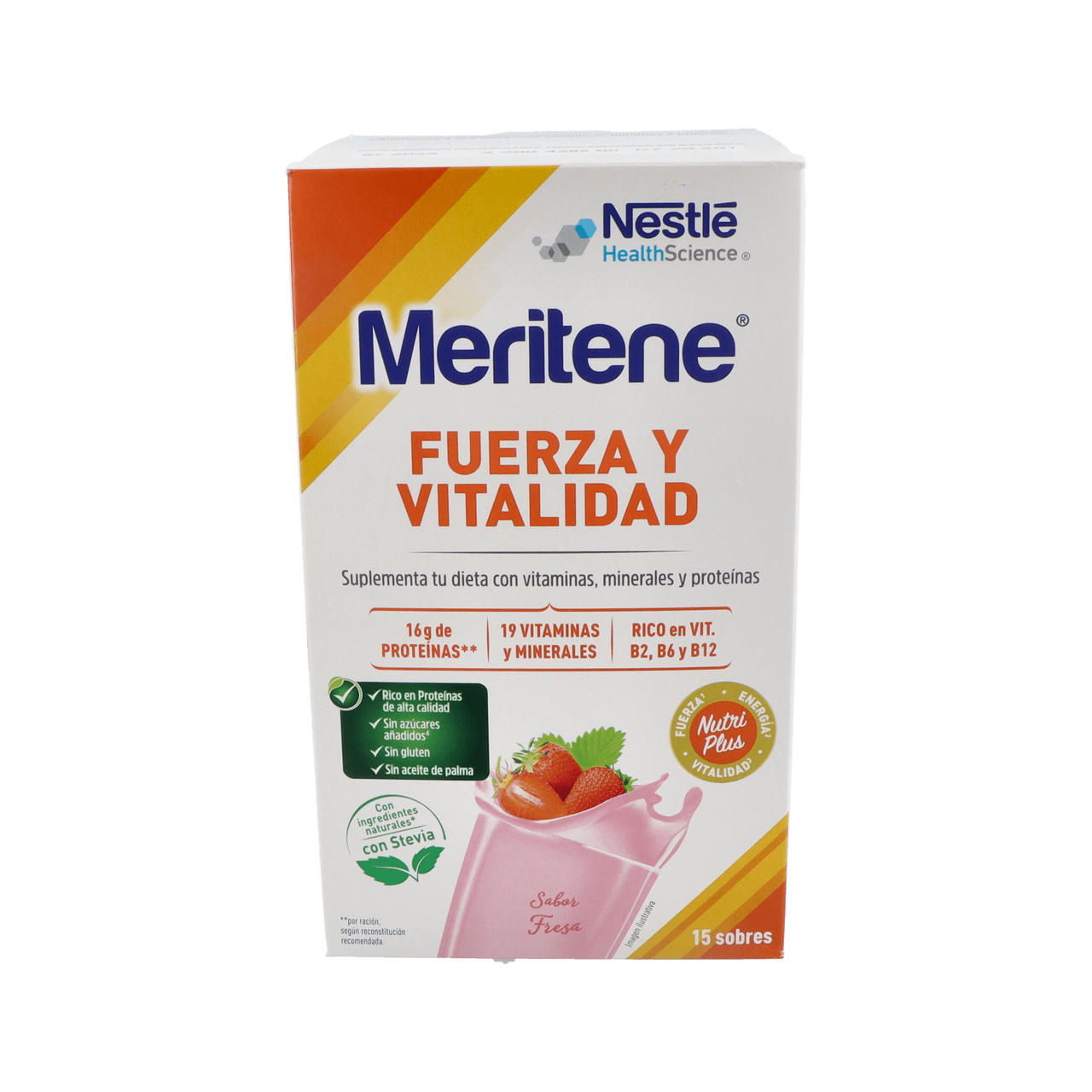 MERITENE FUERZA Y VITALIDAD BATIDO 15 SOBRES 30 G SABOR FRESA