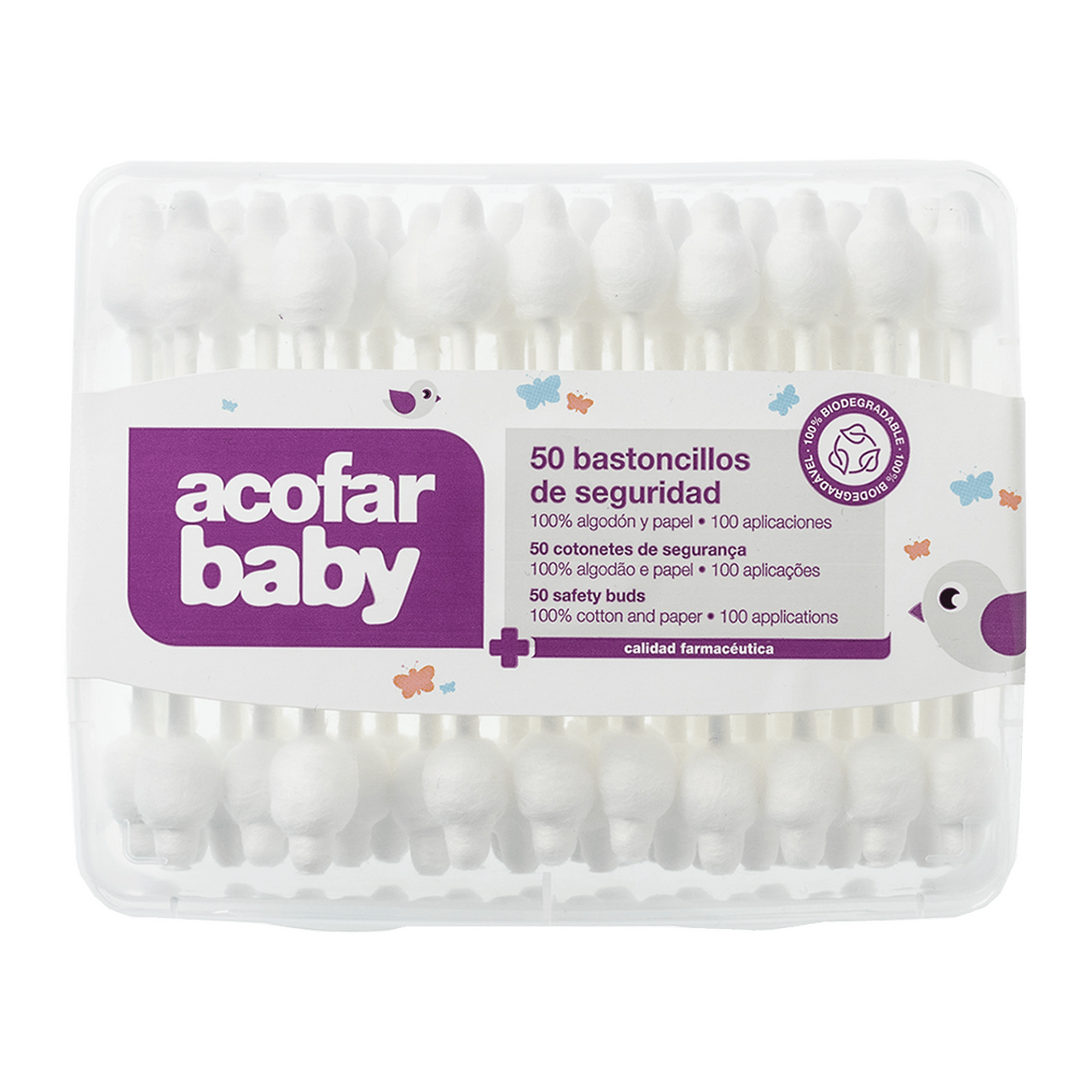 BASTONCILLOS OIDOS DE SEGURIDAD ACOFARBABY 50 UNIDADES