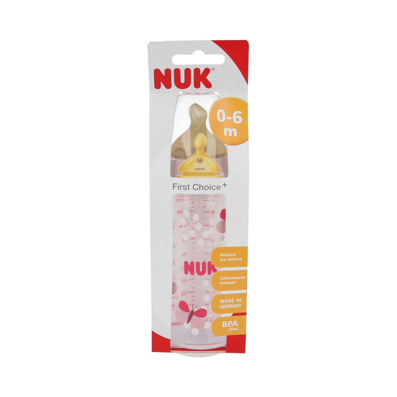 BIBERON PP LATEX NUK FIRST CHOICE T-1 M 1 UNIDAD 300 CC LECHE