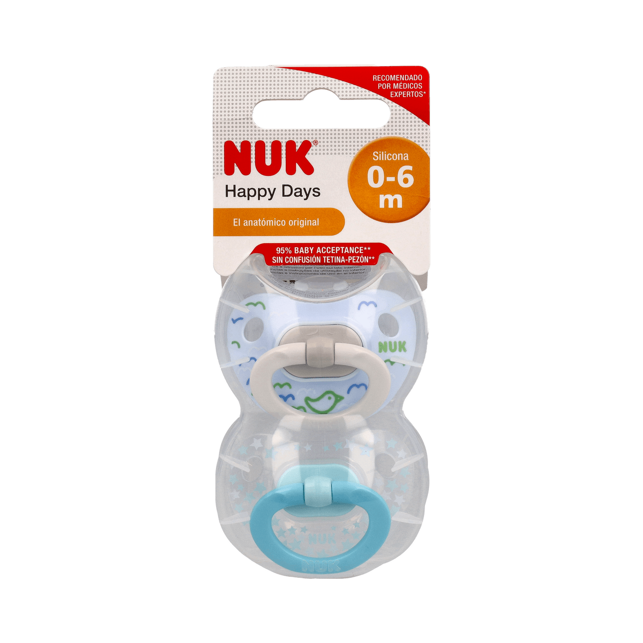 CHUPETE SILICONA NUKETE DIA TALLA 1 2 UNIDADES