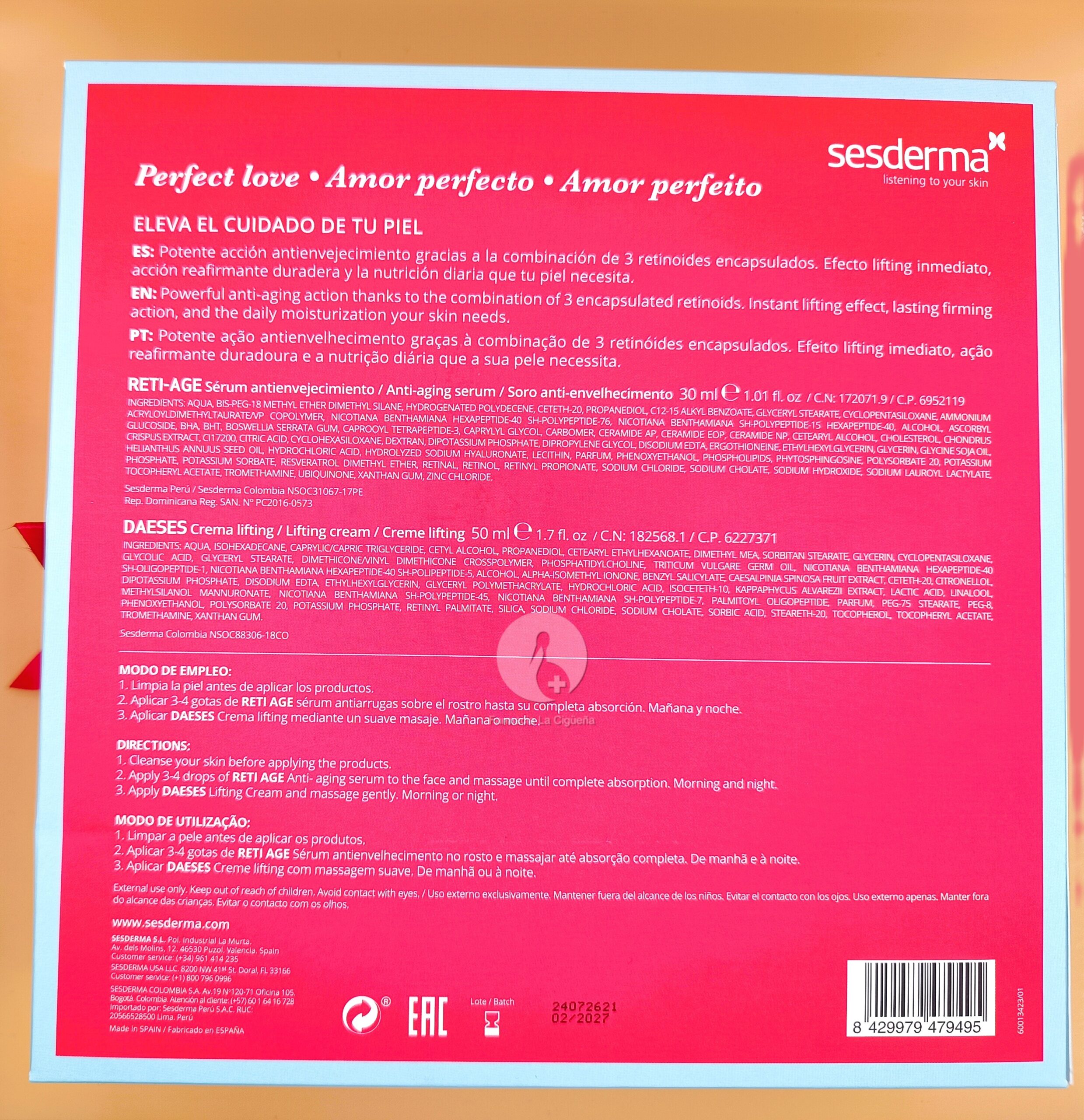 SESDERMA PERFECT LOVE. SERUM RETI AGE  Y CREMA LIFTING