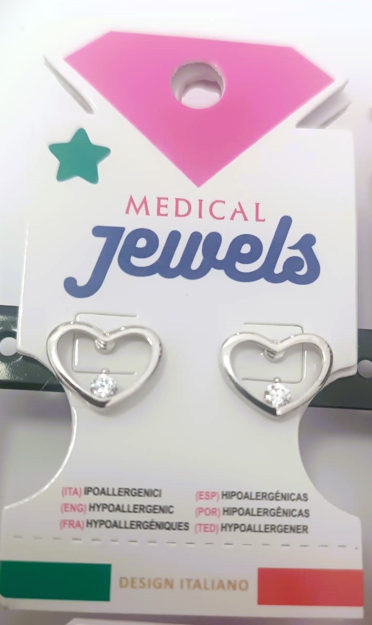 JEWELS PENDIENTE CORAZON CON CIRCONITA BLANCA