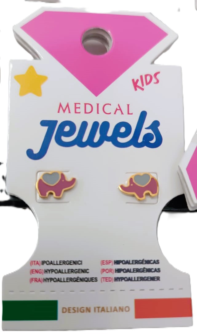 JEWELS PENDIENTE ELEFANTE CON CORAZON ESMALTADO