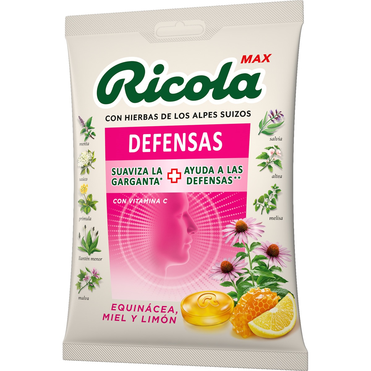 RICOLA MAX CARAMELOS 1 BOLSA 70 G SABOR EQUINACEA MIEL Y LIMON