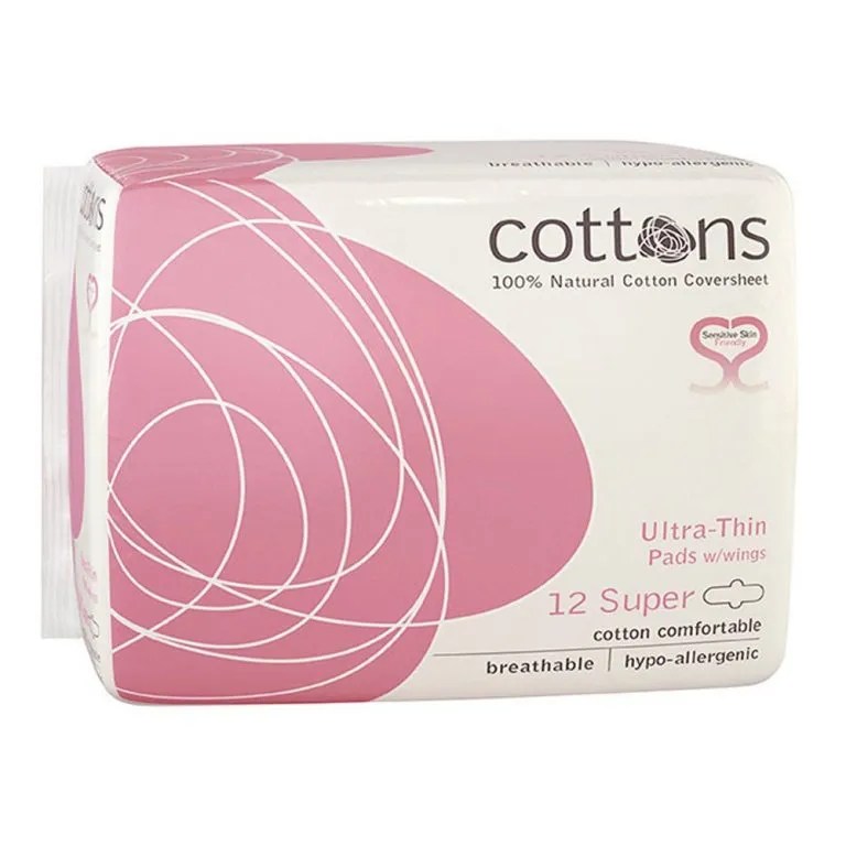 COMPRESAS HIGIENICAS FEMENINAS COTTONS ULTRAFINA SUPER 12 UNIDADES