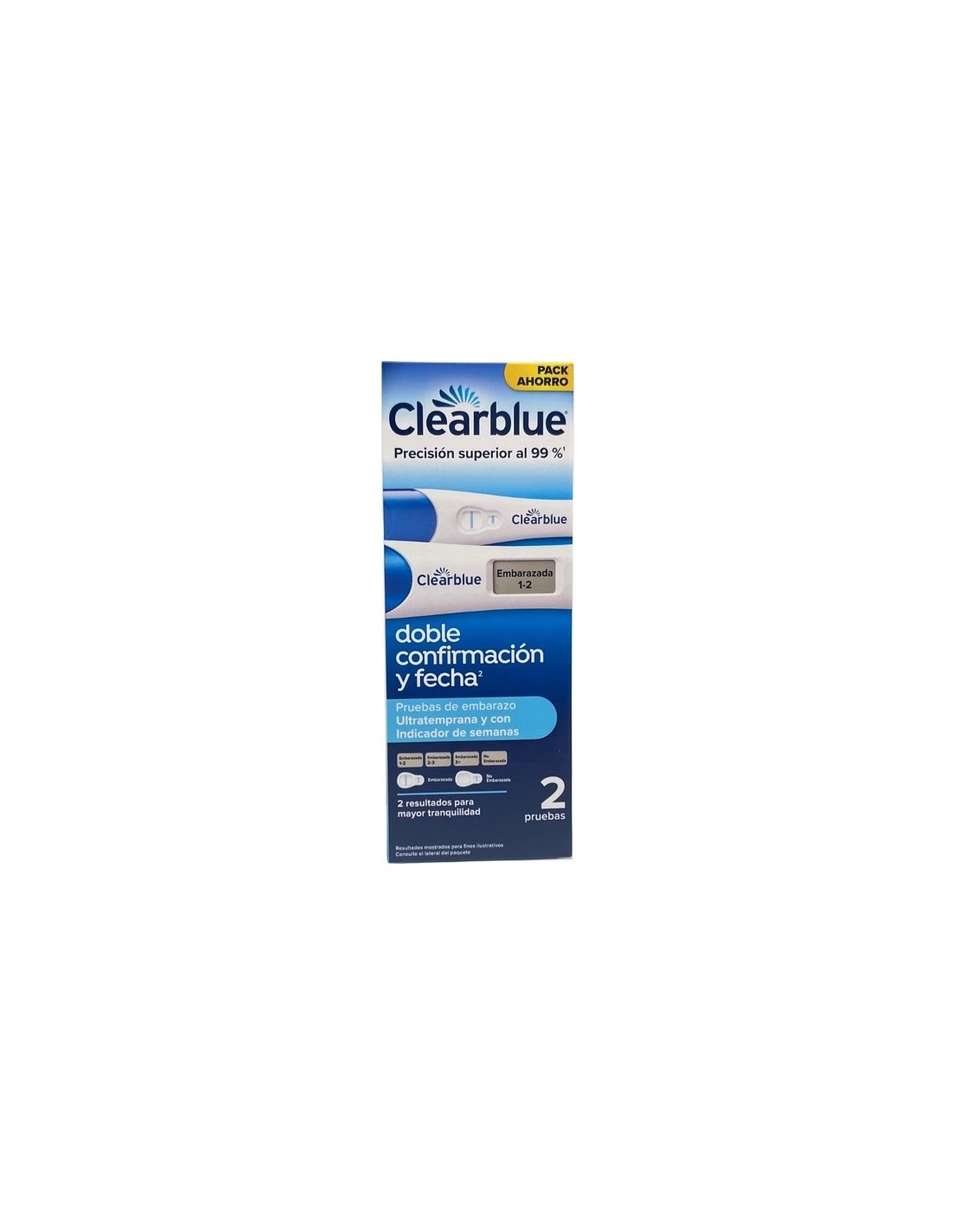 TEST DE EMBARAZO ULTRATEMPRANA + TEST DE EMBARAZO CON INDICADOR DE SEMANAS CLEARBLUE 2 UNIDADES PACK