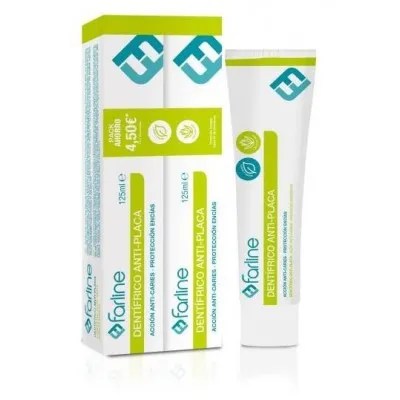 FARLINE DENTIFRICO ANTIPLACA DUPLO 2 TUBOS 125 ML SABOR MENTA CON ALOE VERA