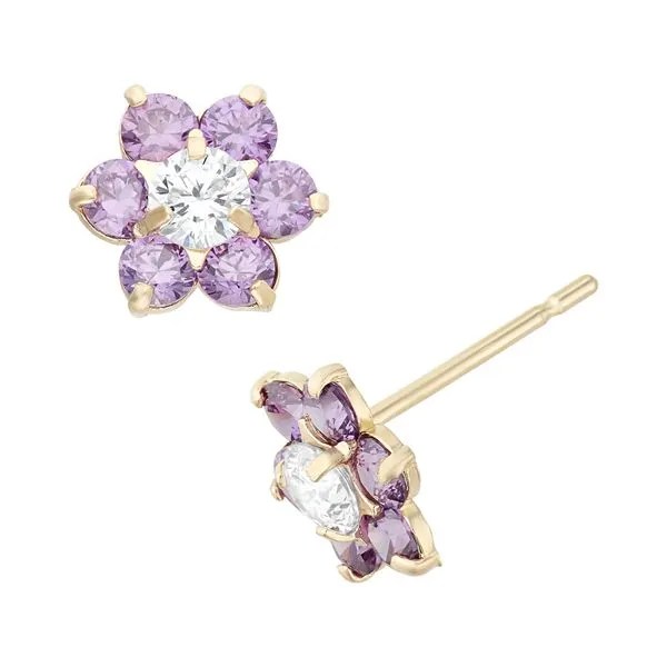 JEWELS KIDS PENDIENTE FLOR CON CIRCONITA VIOLETA