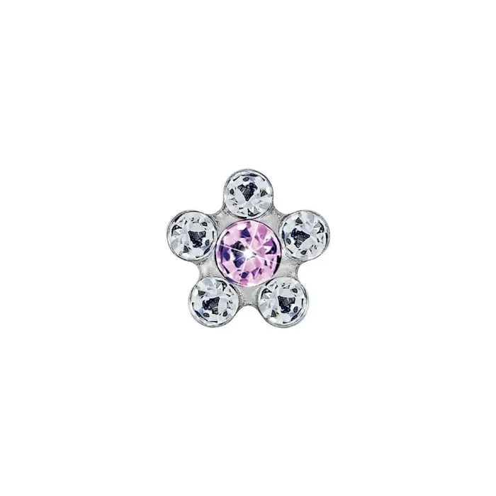 JEWELS PENDIENTE DOBLE FLOR DORADA Y ROSA