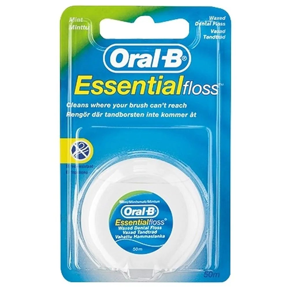 ORAL-B ESSENTIAL FLOSS FLUOR SEDA DENTAL CON CERA MENTA 50 M