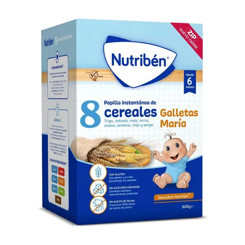 NUTRIBEN PAPILLA 8 CEREALES GALLETAS MARIA 1 ENVASE 600 G