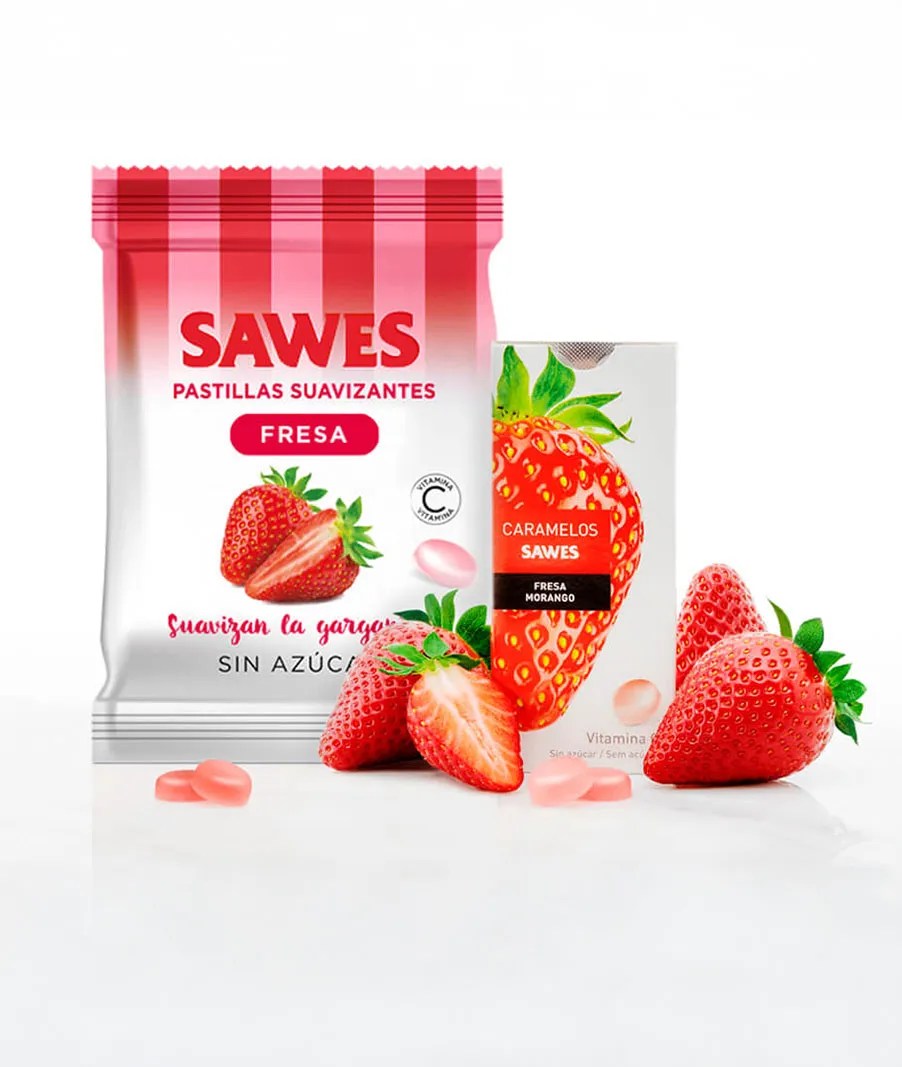 SUAWELL PASTILLAS SUAVIZANTES SIN AZUCAR 1 BOLSA 50 G SABOR FRESA