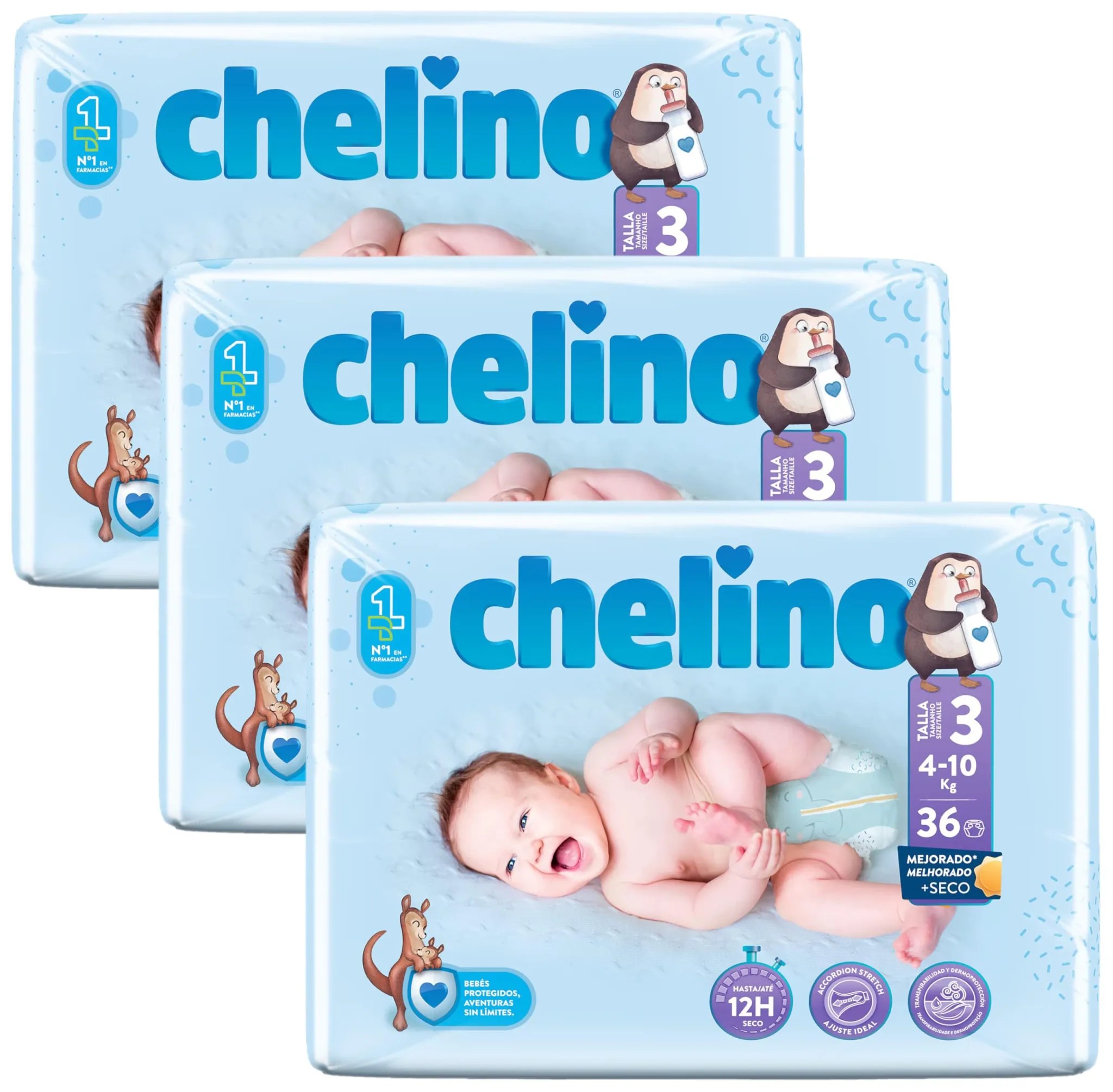 PAÑAL INFANTIL CHELINO TALLA 3 4 – 10 KG 36 PAÑALES