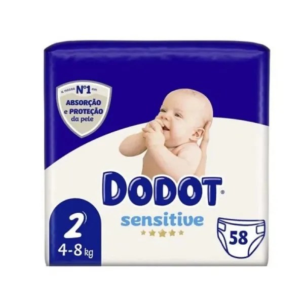 PAÑAL INFANTIL DODOT SENSITIVE TALLA 2 4-8 KG 58 UNIDADES
