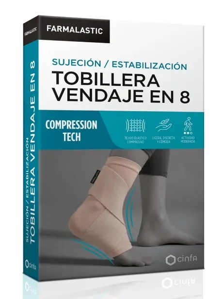 TOBILLERA VENDAJE EN 8 FARMALASTIC COMPRESSION TECH 1 UNIDAD TALLA MEDIANA COLOR BEIGE
