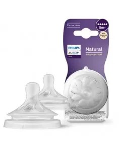 TETINA NATURAL FLUJO ULTRARAPIDO PHILIPS AVENT NATURAL RESPONSE + 6 MESES 2 UNIDADES