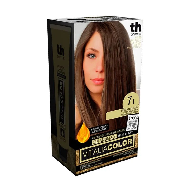 TH PHARMA VITALIA SIN AMONIACO COLORACION CAPILAR PERMANENTE COLOR 7.1 RUBIO MEDIO CENIZA