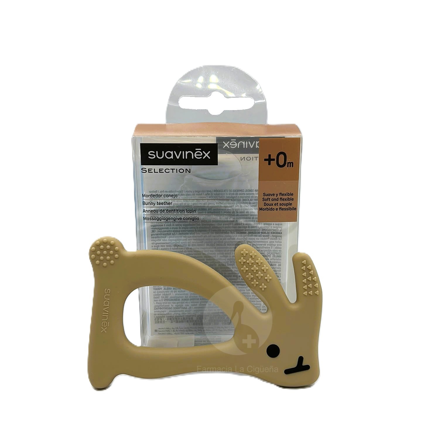MORDEDOR SILICONA SUAVINEX 1 UNIDAD CONEJO CON  CAJA HIGIENICA