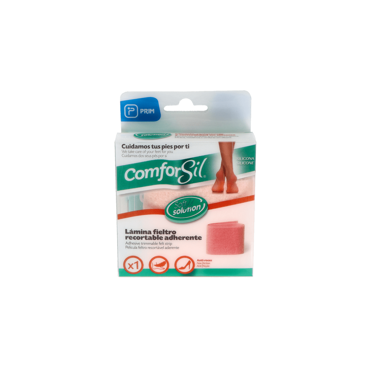 LAMINA  DE FIELTRO RECORTABLE PROTECTORA COMFORSIL ADHESIVA 22 CM X 7 CM 1 UNIDAD CC249