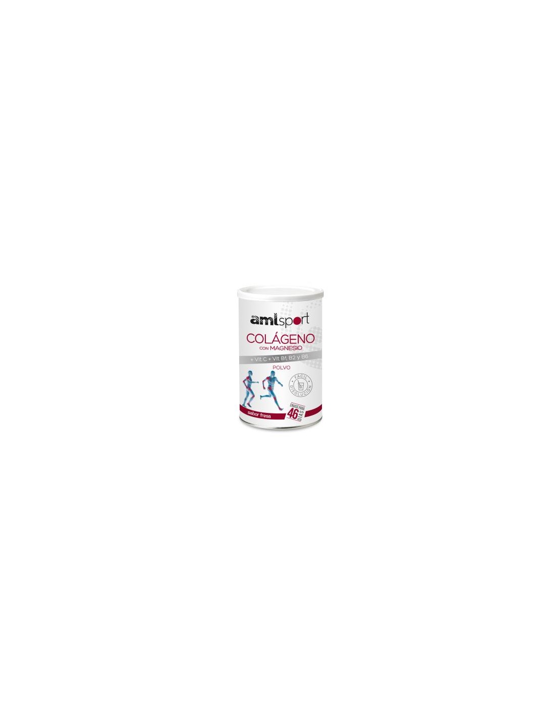 COLAGENO CON MAGNESIO + VIT C + VIT B1, B2 Y B6 AMLSPORT 1 BOTE 350 G SABOR FRESA