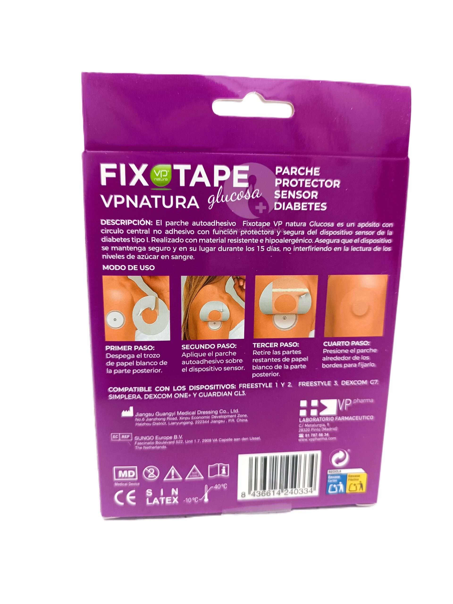 VP NATURA PARCHE PROTECTOR SENSOR DIABETES 6 UNIDADES COLOR ROSA