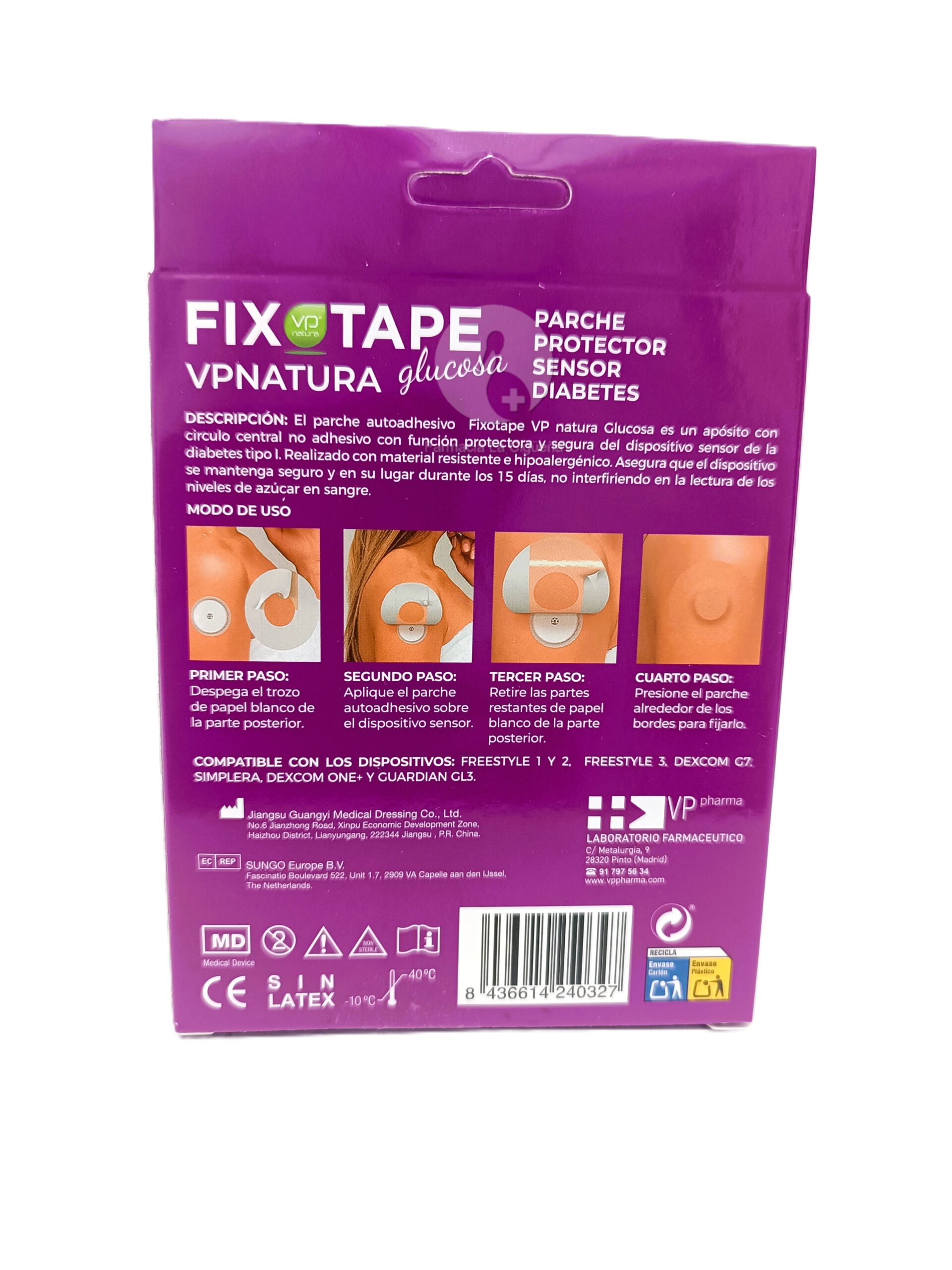 VP NATURA PARCHE PROTECTOR SENSOR DIABETES 6 UNIDADES COLOR NEGRO