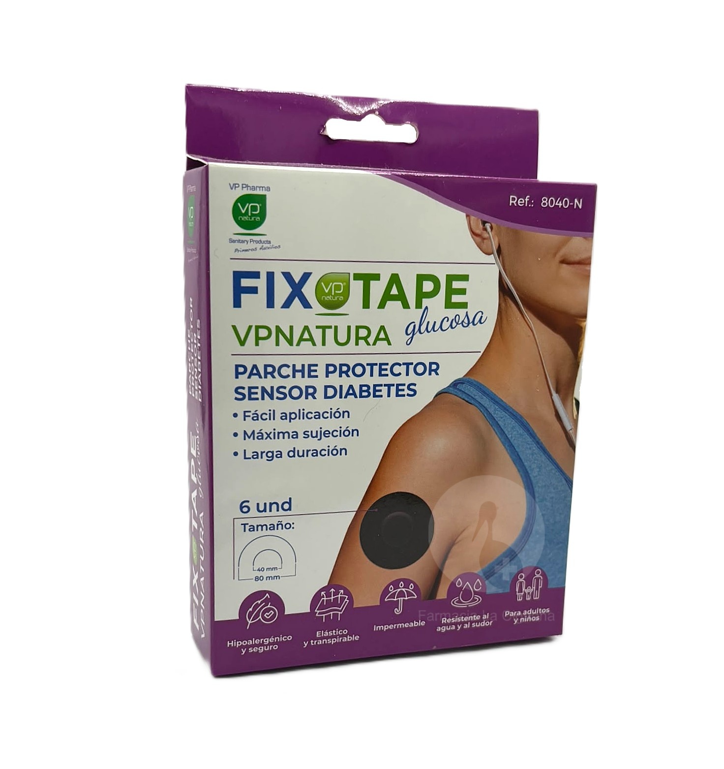 VP NATURA PARCHE PROTECTOR SENSOR DIABETES 6 UNIDADES COLOR ROSA
