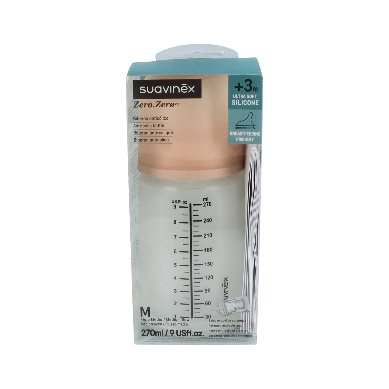 BIBERON ANTICOLICO T SILICONA SUAVINEX M 270 ML