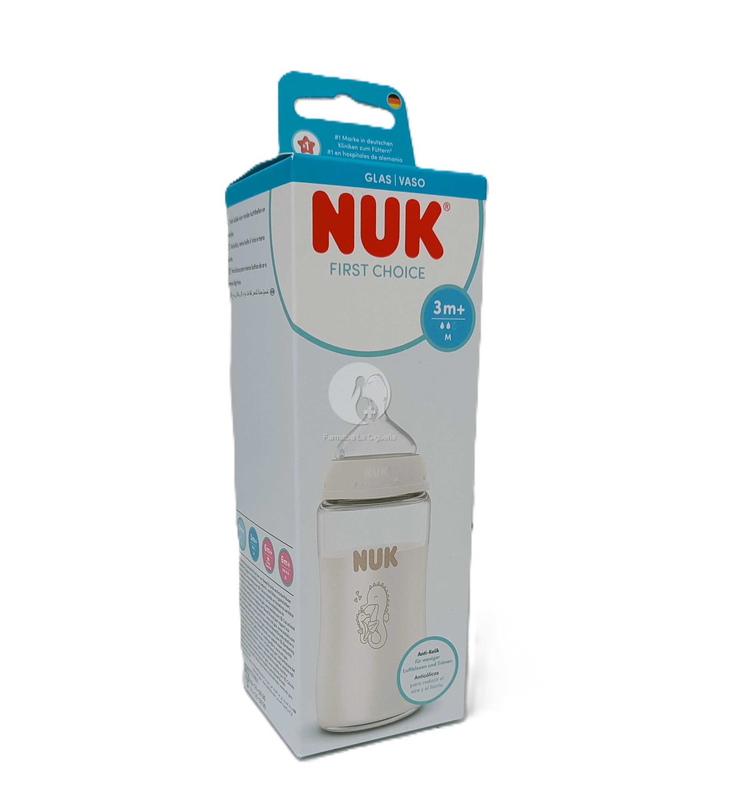 BIBERON CRISTAL SILICONA NUK FIRST CHOICE FLUJO M 1 UNIDAD 240 ML