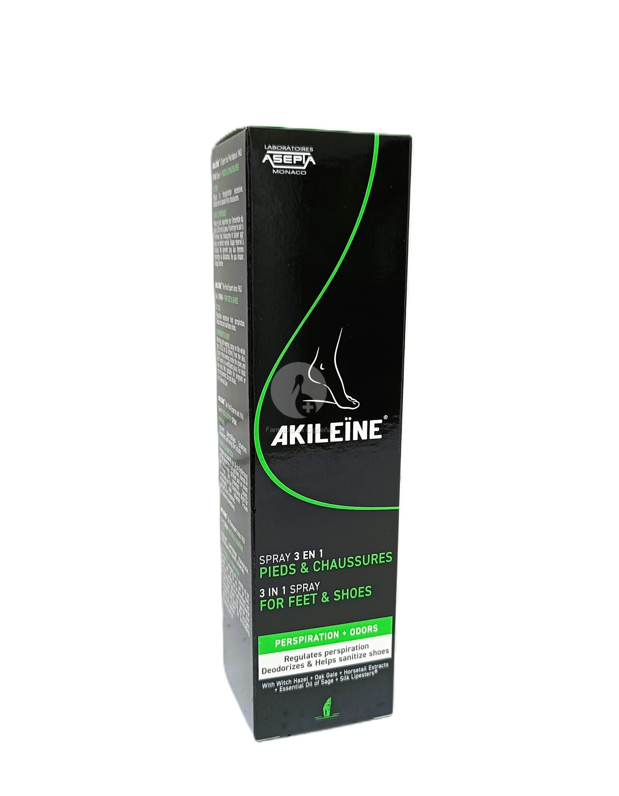 AKILEINE SPRAY PIES Y CALZADO 3 EN 1 NEGRO 1 ENVASE 150 ML