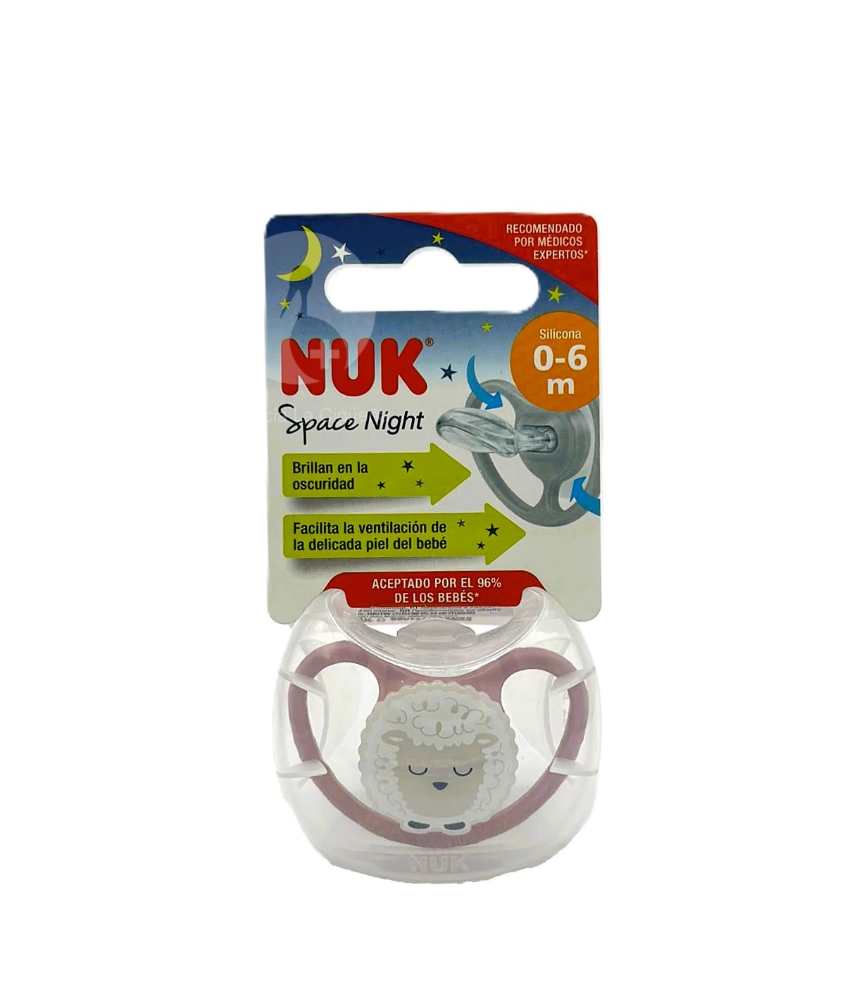 CHUPETE SILICONA NUK PM AIR NIGHT 0 – 6 MESES 1 UNIDAD