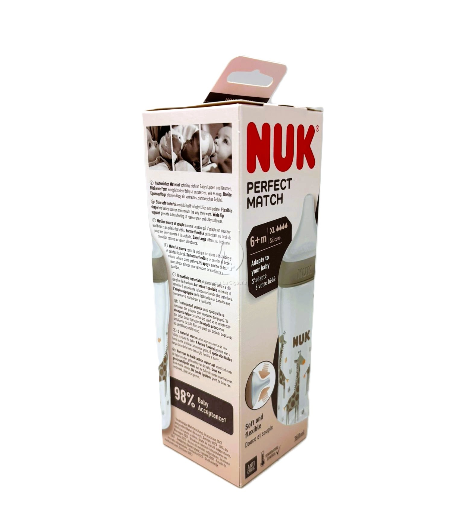 BIBERON PP SILICONA NUK PERFECT MATCH FLUJO XL 1 UNIDAD 360 ML